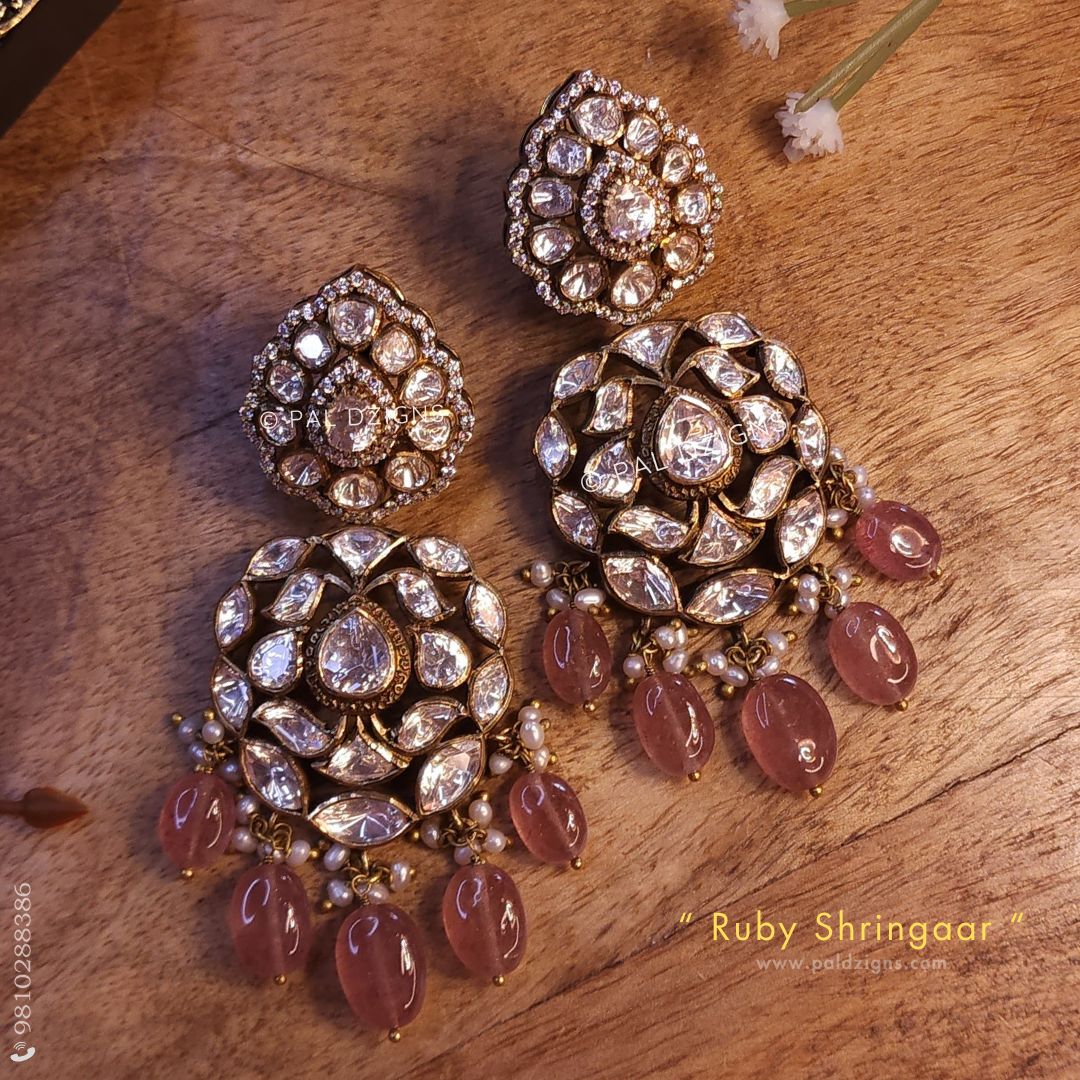 Ruby Shringaar Moissanite Polki Earrings