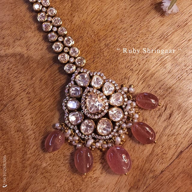 Ruby Shringaar Moissanite Polki Maangtika