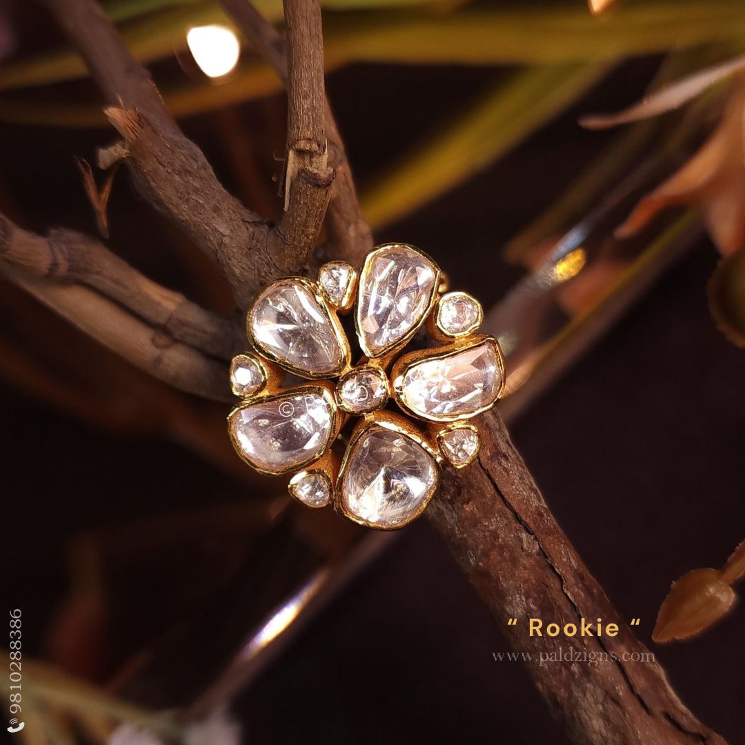 Rookie Gold Moissanite Polki Ring