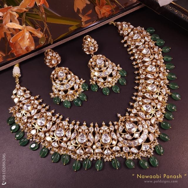 Nawaabi Panash Moissanite Polki Necklace Set