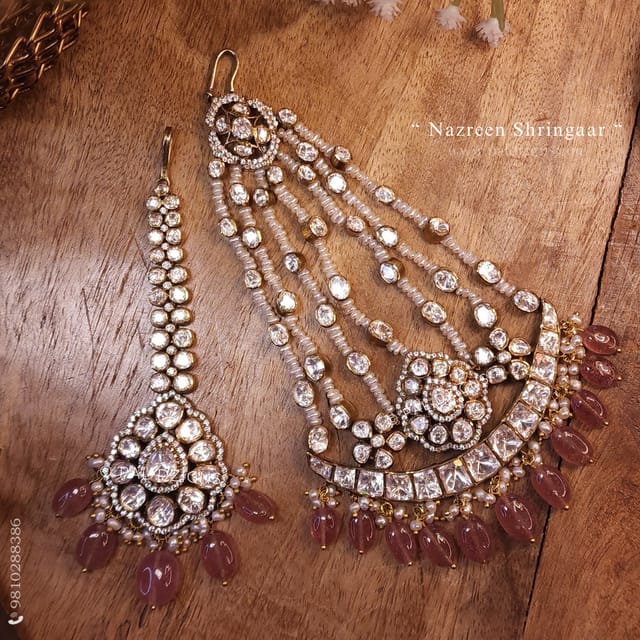 Nazreen Shringaar Moissanite Polki Jhummar And Tikka Combo