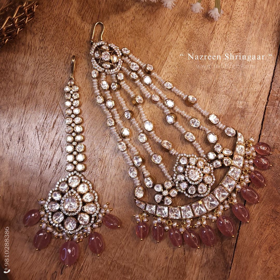 Nazreen Shringaar Moissanite Polki Jhummar And Tikka Combo