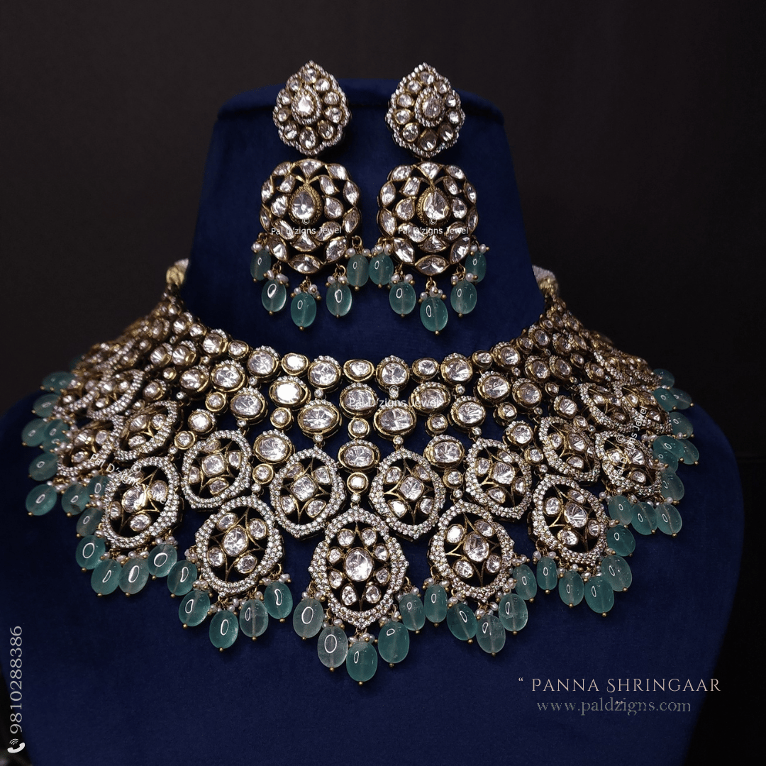 Panna Shringaar Moissanite Polki Necklace Set