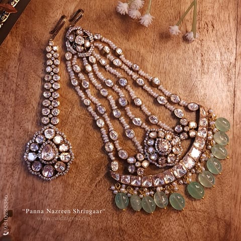 Panna Nazreen Shringaar Moissanite Polki Jhummar And Tikka Combo