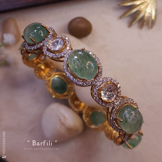 Barfili (2-8" Size) Moissanite Polki Bangle (Single)