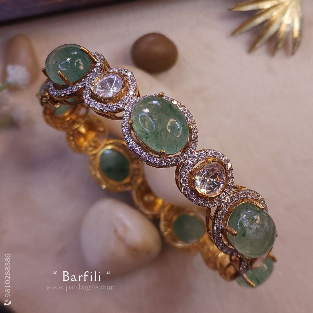 Barfili (2-10" Size) Moissanite Polki Bangle (Single)