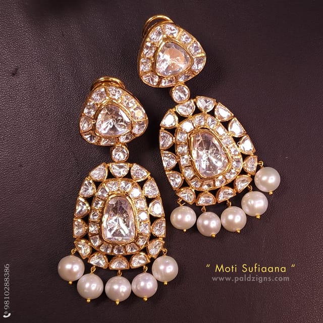 Moti Sufiaana Moissanite Polki Earrings