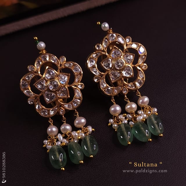 Sultana Moissanite Polki Studs