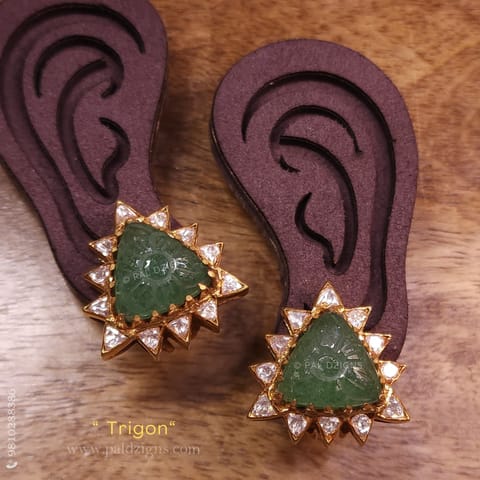 Trigon Moissanite Polki Stud