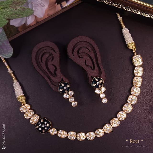 Reet Moissanite Polki Necklace Set