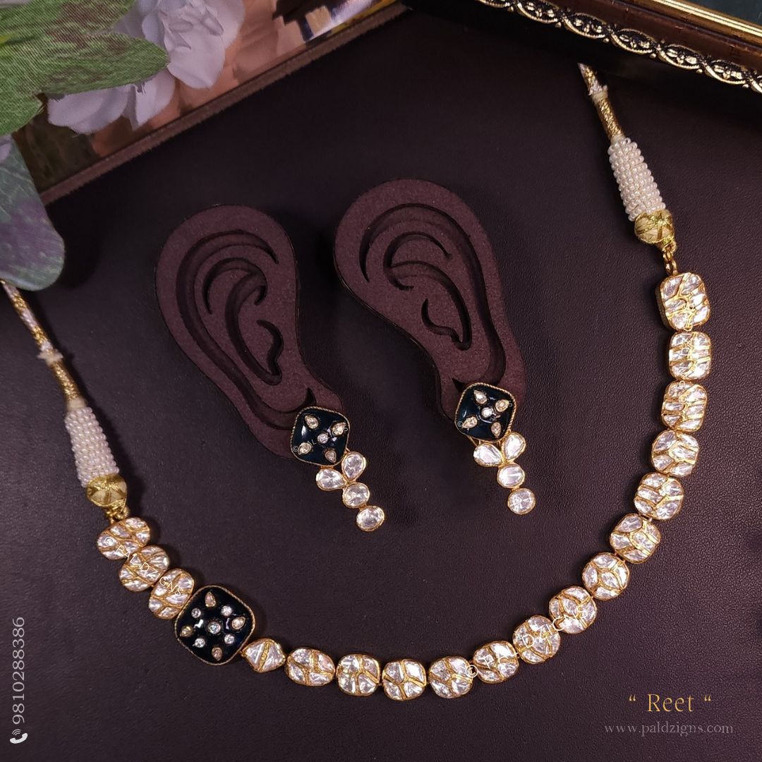 Reet Moissanite Polki Necklace Set