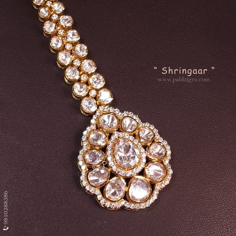 Shringaar Gold Moissanite Polki Tikka