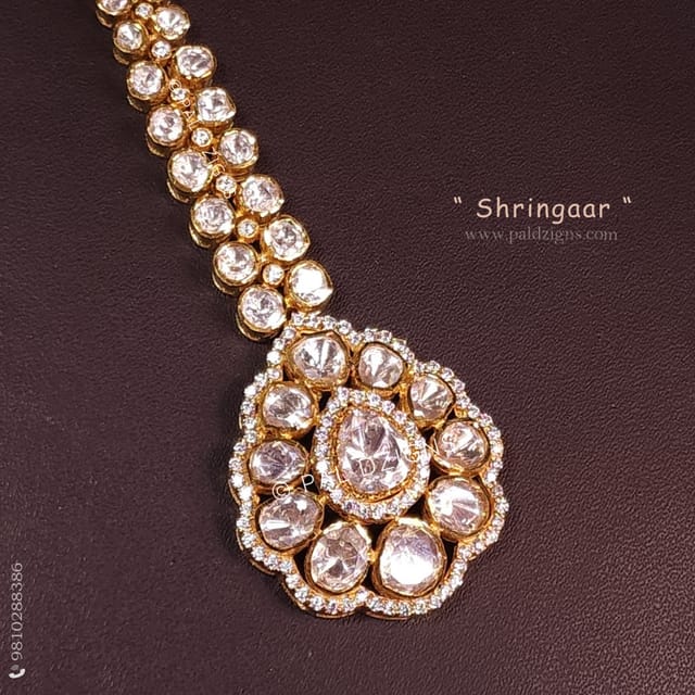 Shringaar Gold Moissanite Polki Tikka