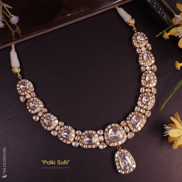 Polki Sufii Detachable Moissanite Polki Necklace