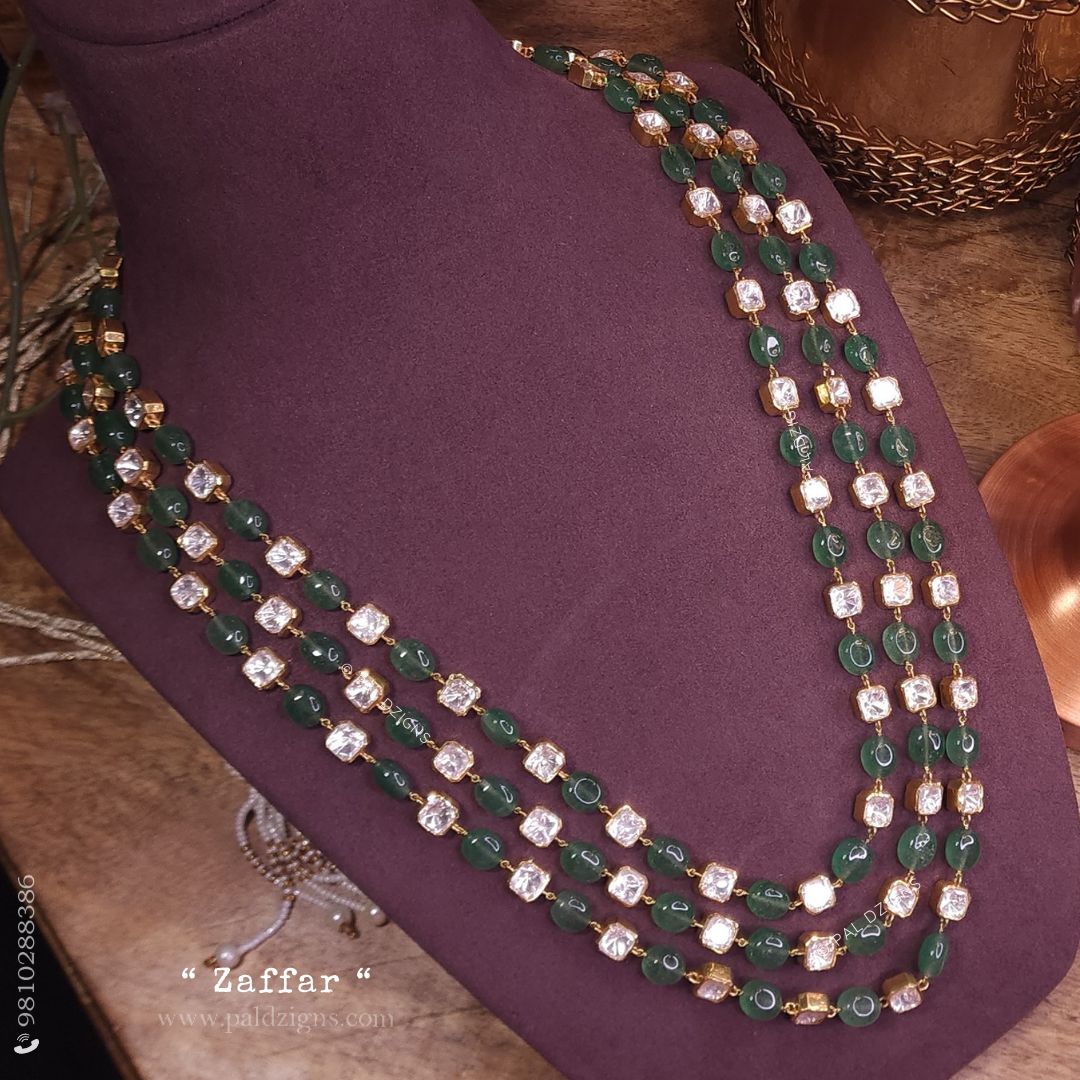 Zaffar 3 Layer Moissanite Polki Necklace