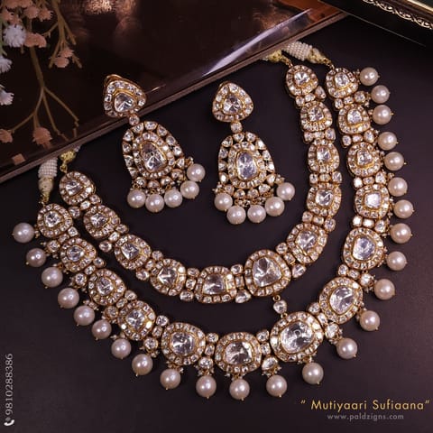 Mutiyaari Sufiaana Detachable Moissanite Polki Necklace Set