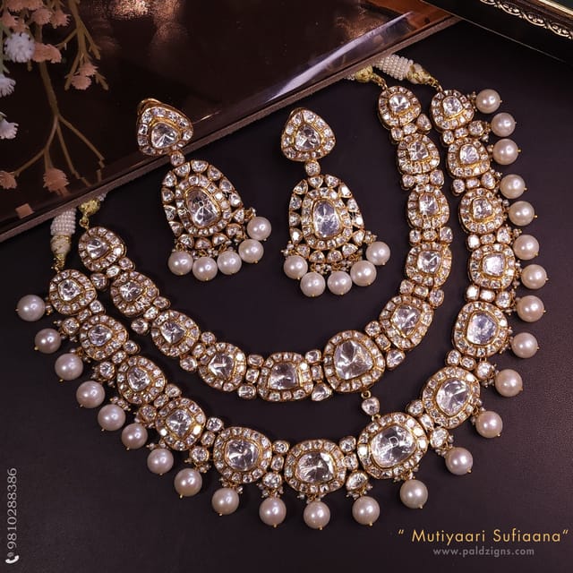 Mutiyaari Sufiaana Detachable Moissanite Polki Necklace Set