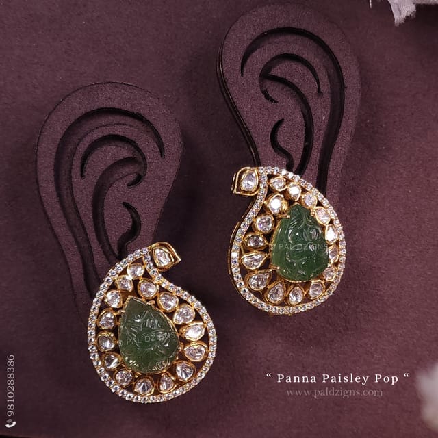 Panna Paisley Pop Moissanite Polki Stud
