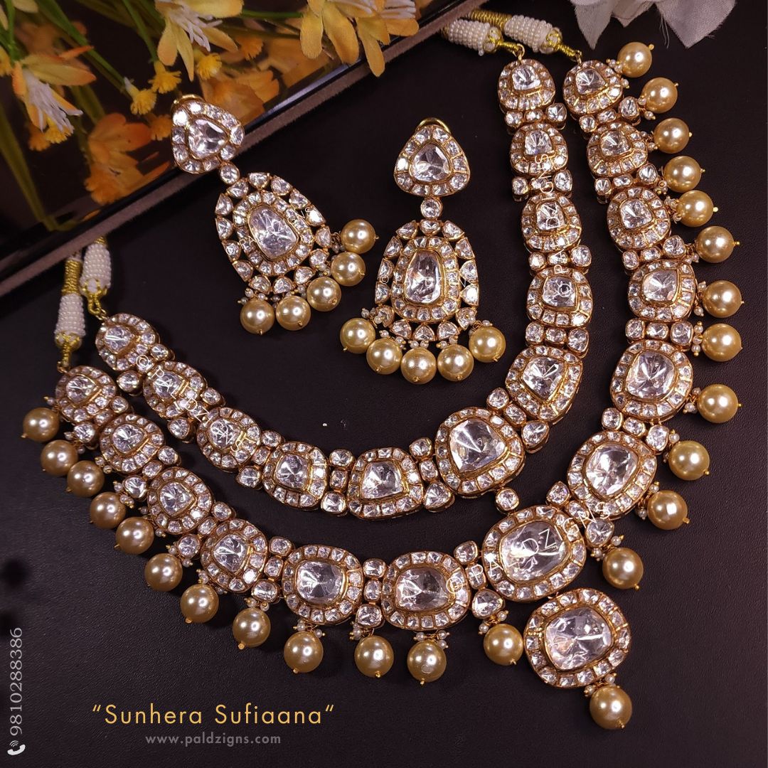 Sunhera Sufiaana Detachable Moissanite Polki Necklace Set