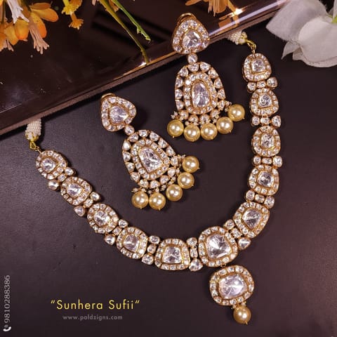 Sunhera Sufii Detachable Moissanite Polki Necklace Set