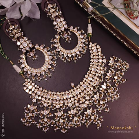 Meenakshi Moissanite Polki Necklace Set