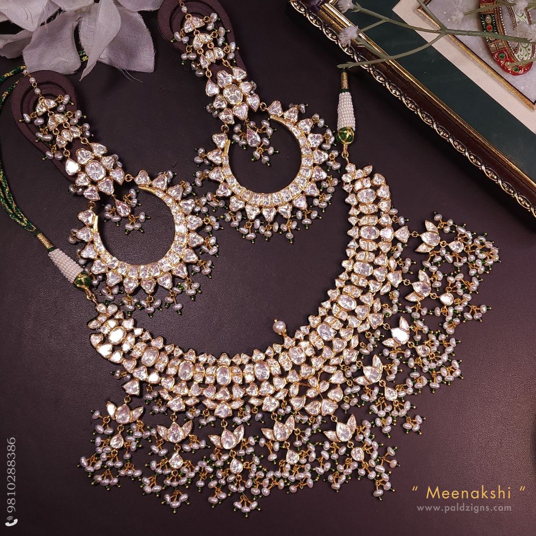 Meenakshi Moissanite Polki Necklace Set