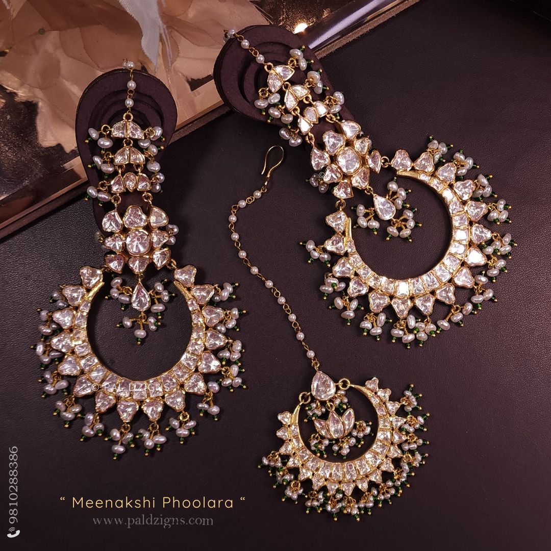 Meenakshi Phoolara Moissanite Polki Chaandbaali And Tikka Combo