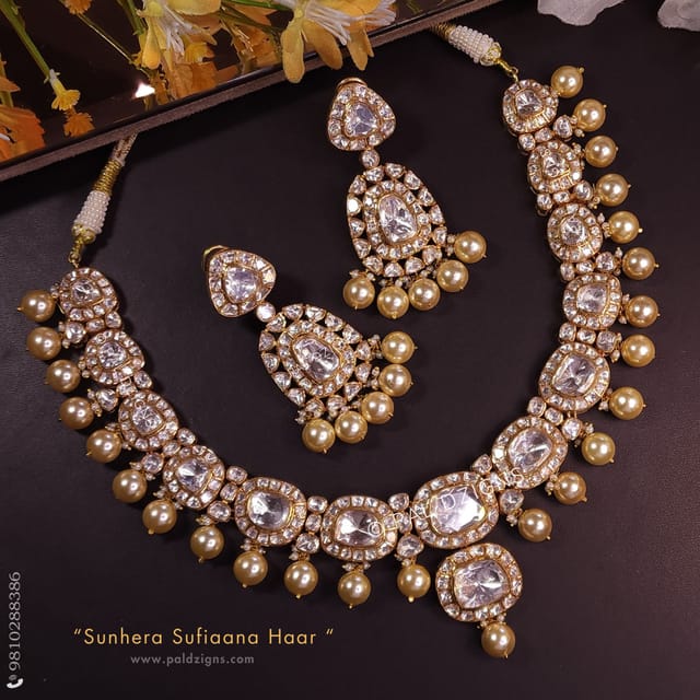 Sunhera Sufiaana Haar Detachable Moissanite Polki Necklace Set