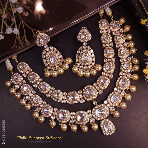 Polki Sunhera Sufiaana Detachable Moissanite Polki Necklace Set