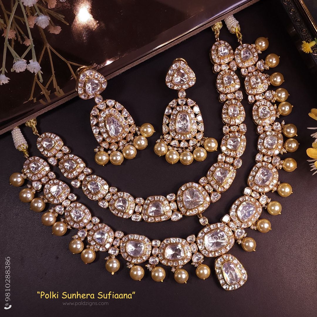 Polki Sunhera Sufiaana Detachable Moissanite Polki Necklace Set