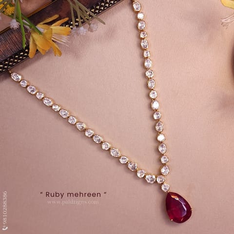 Ruby Mehreen Moissanite Polki Necklace Ruby Mehreen Moissanite Polki Necklace