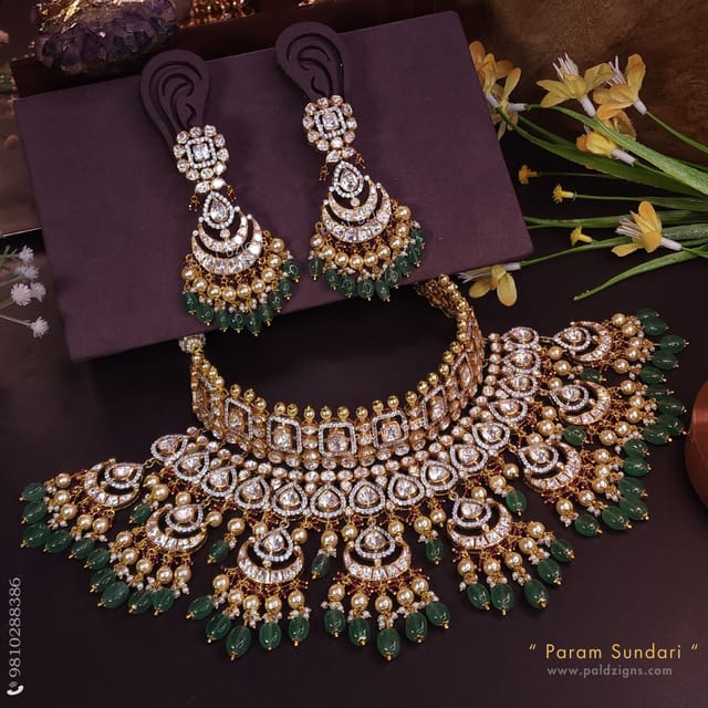 Param Sundari Moissanite Polki Necklace Set