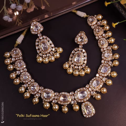 Polki Sufiaana Haar Detachable Moissanite Polki Necklace Set