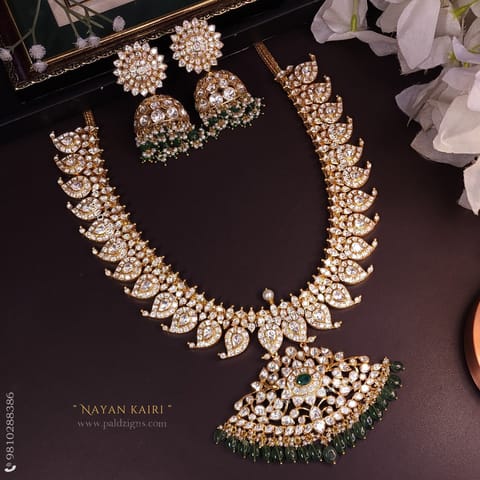 Nayan Kairi Detachable Moissanite Polki Necklace Set