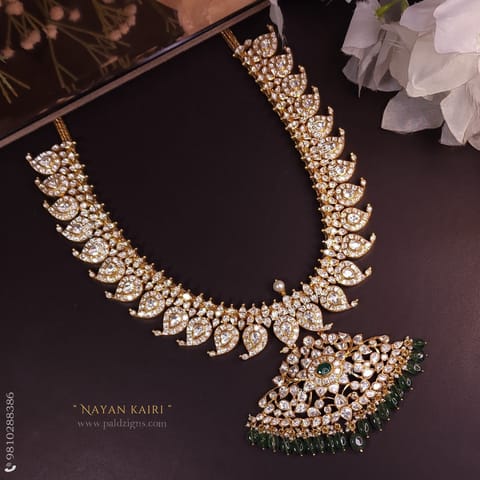 Nayan Kairi Detachable Moissanite Polki Necklace