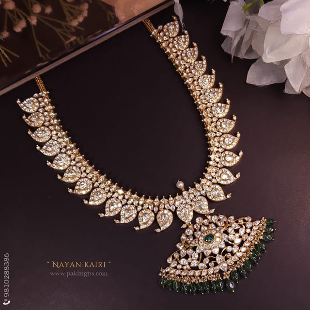 Nayan Kairi Detachable Moissanite Polki Necklace