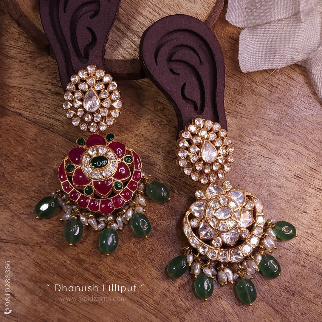 Dhanush Lilliput Detachable And Reversible Moissanite Polki Earrings