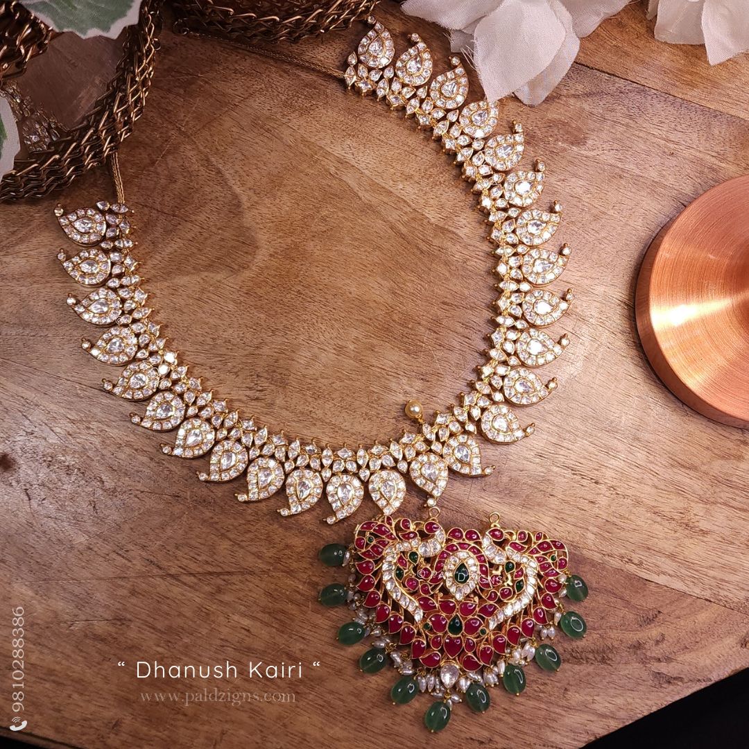 Dhanush Kairi Detachable And Reversible Moissanite Polki Necklace