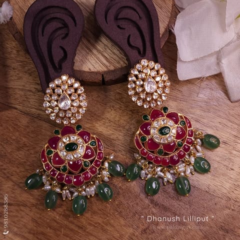 Dhanush Lilliput Detachable Moissanite Polki Earrings
