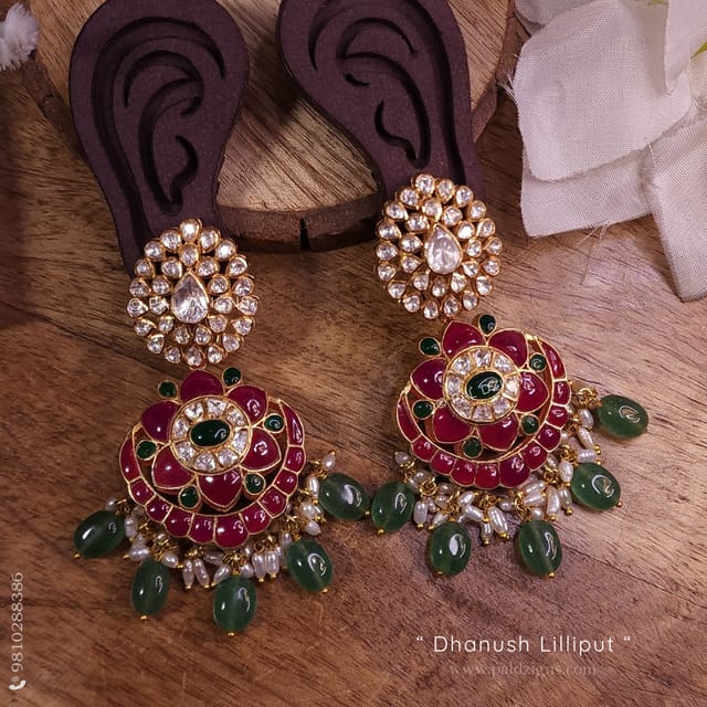 Dhanush Lilliput Detachable Moissanite Polki Earrings