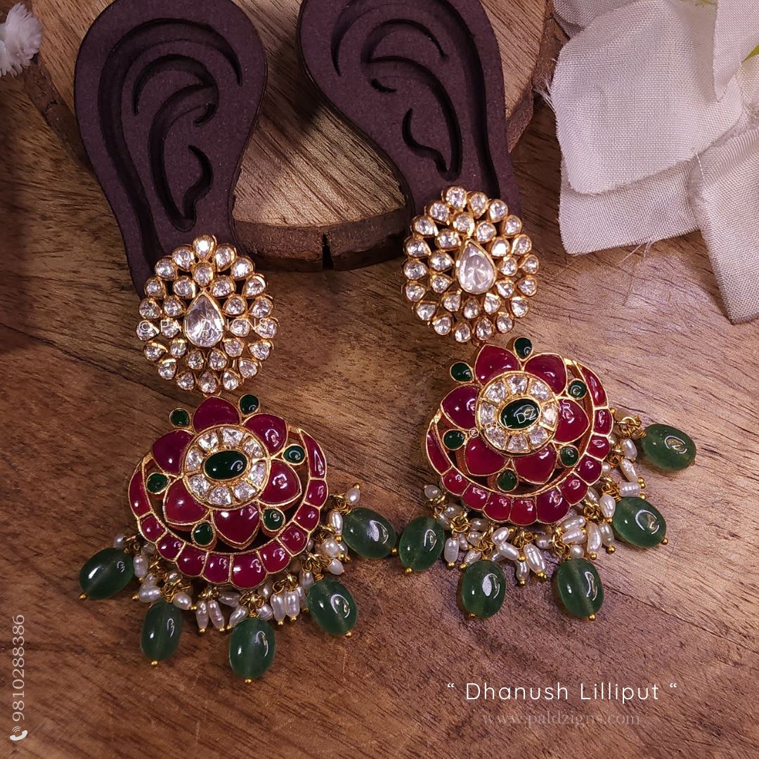 Dhanush Lilliput Detachable Moissanite Polki Earrings