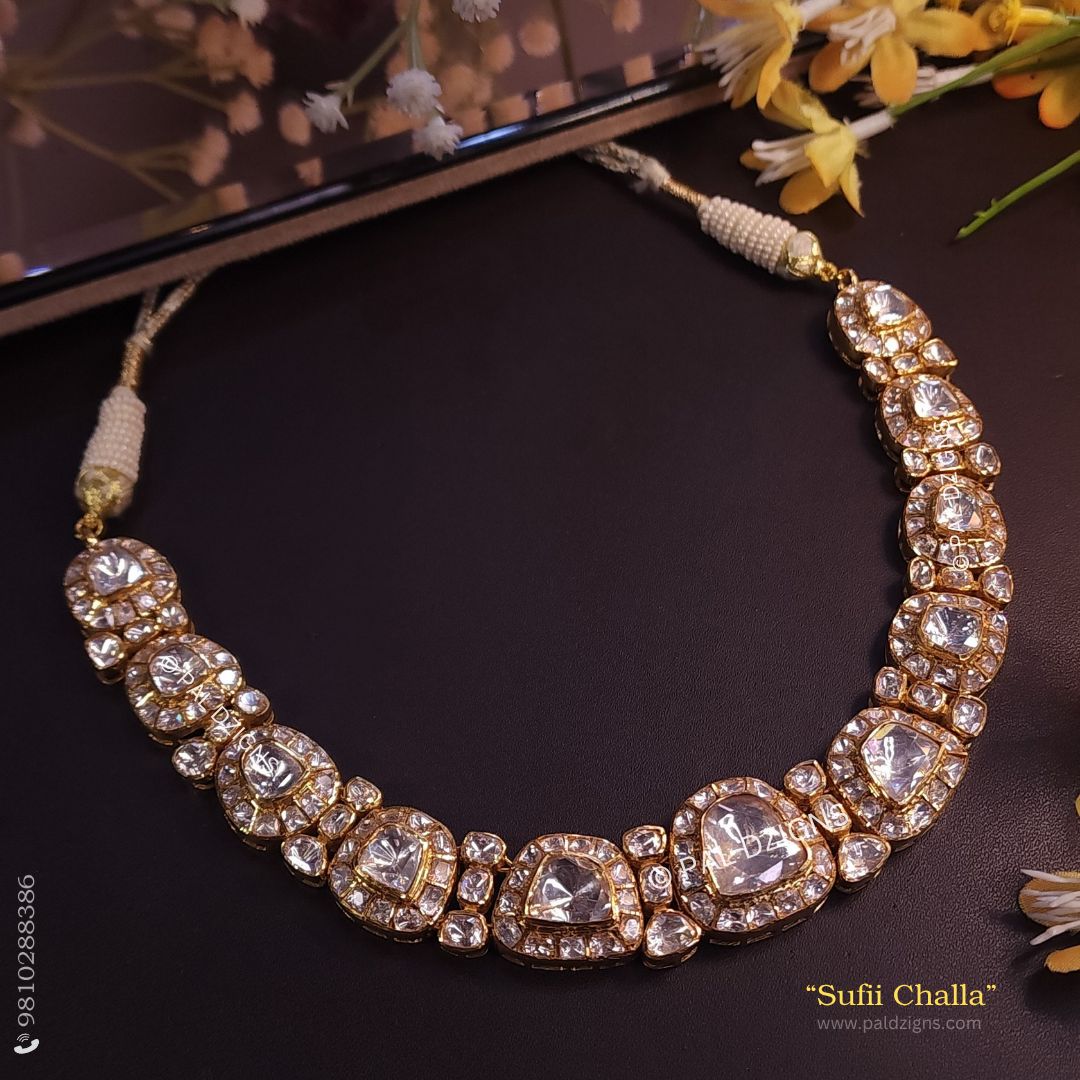 Sufii Challa Moissanite Polki Necklace