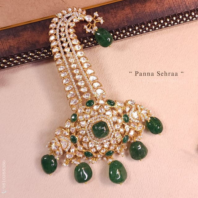 Panna Sehraa Moissanite Polki Kalgi