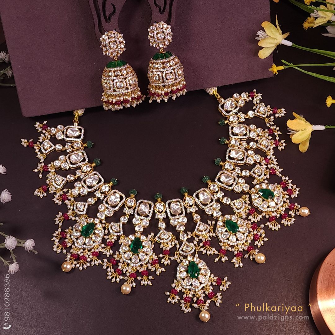 Phulkariyaa Moissanite Polki Necklace Set