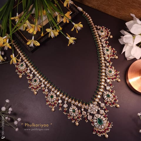 Phulkariyaa Moissanite Polki Long Necklace