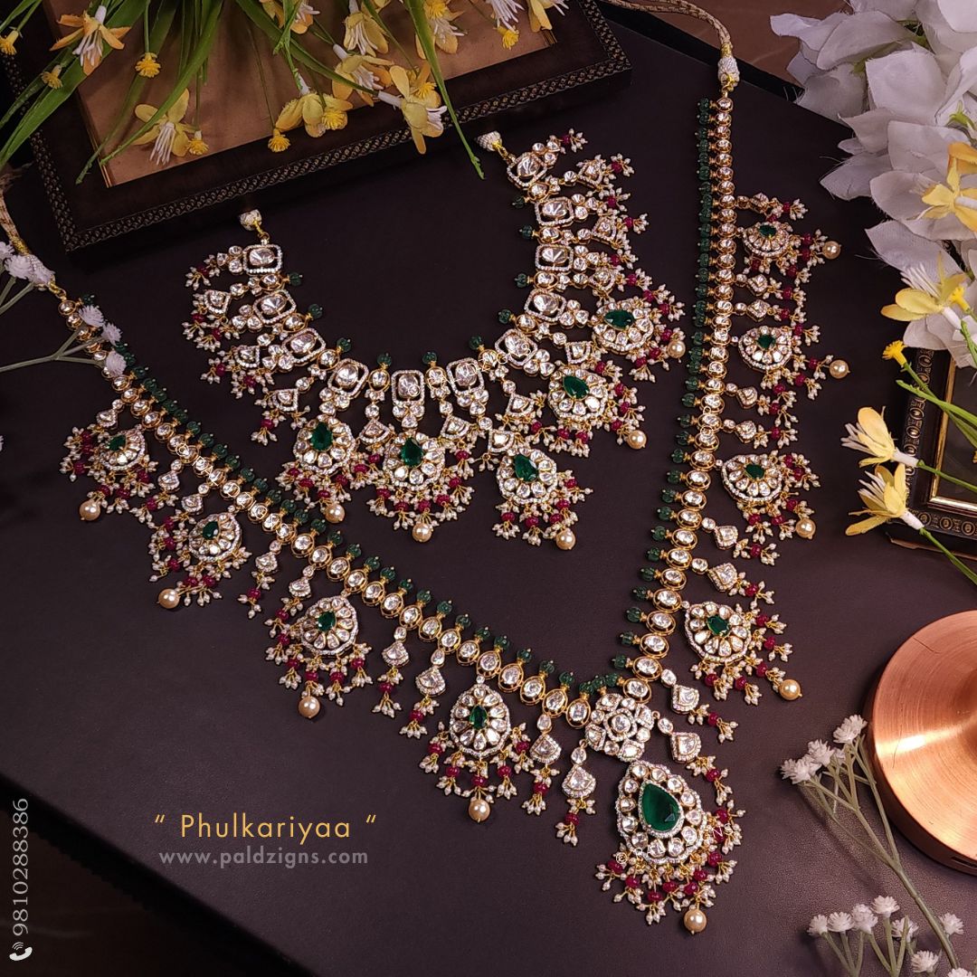 Phulkariyaa Moissanite Polki Necklace Combo