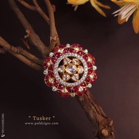 Tusker Moissanite Polki Ring