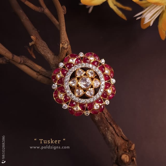 Tusker Moissanite Polki Ring