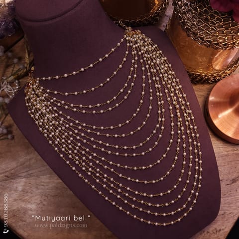Mutiyaari bel Moissanite Polki Necklace And Hair Jewel