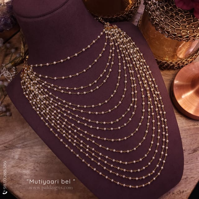 Mutiyaari bel Moissanite Polki Necklace And Hair Jewel